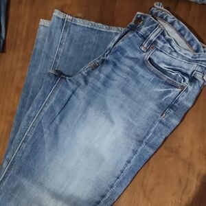 J. Crew Blue Straight Leg Jeans with Faded Distressing